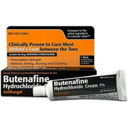 Butenafine Hydrochloride AntiFungal Cream 1%, to Cure Most Athletes Foot Between The Toes, 1 Oz