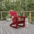 thumbnail image 2 of Flash Furniture Halifax Adirondack Rocking Chair with Cup Holder, Weather Resistant HDPE Adirondack Rocking Chair in Red, 2 of 12