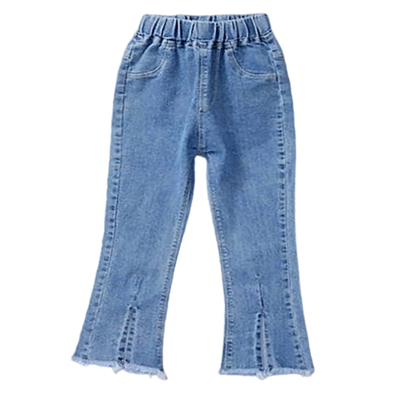 PLHWHYQ Girls Mid Cull Autumn Denim Trousers with Stretch Comfort and Easy Washes for Everyday Casual Outdoor Blue 4-5 Years