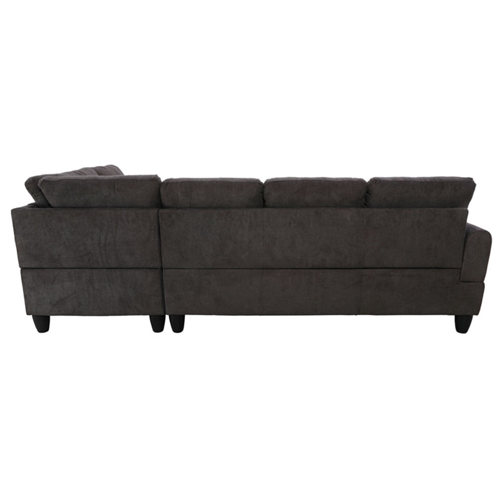 Hommoo Convertible Sectional Sofa Couch, Modern L-Shaped Couch Sofa Sectional， 4-Seat Sofa Sectional for Small Living Room, Apartment and Small Space, Dark Brown(Without Ottoman)