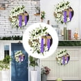 thumbnail image 3 of Rijanmt Spring Tulip Wreath With Cross For Home Front Door,13.7" Easter Summer Religious Wreath With Bow Purple Ribbon Eucalyptus Leaves,For Indoor Outdoor Wall Christmas Farmhouse Wedding Decor,B, 3 of 8