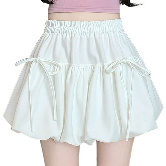 Casual Summer Skirts Womens Spring And Summer Casual Bowknot Puffy A-Line Short Skirt