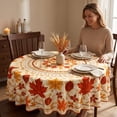 thumbnail image 6 of 59.8 Inch Round Fall Thanksgiving Halloween Polyester Tablecloth Maple Leaf Ghost Pumpkin Print Waterproof Wrinkle Resistant Circular Table Cover for Dining Table Farmhouse Holiday Party Decor, 6 of 6