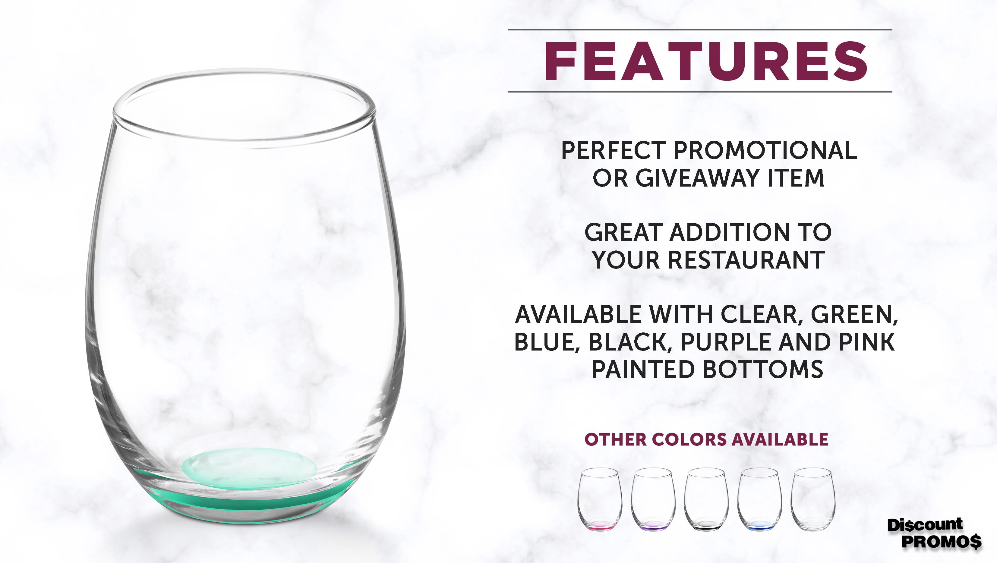 Stemless Wine Glasses by ARC 5.5 oz. Set of 12, Bulk Pack - Perfect for Hotel, Bar, Restaurant or Lounge - Green