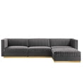 thumbnail image 4 of Modway Sanguine Channel Tufted Performance Velvet 4-Piece Modular Sectional Sofa in Gray, 4 of 10