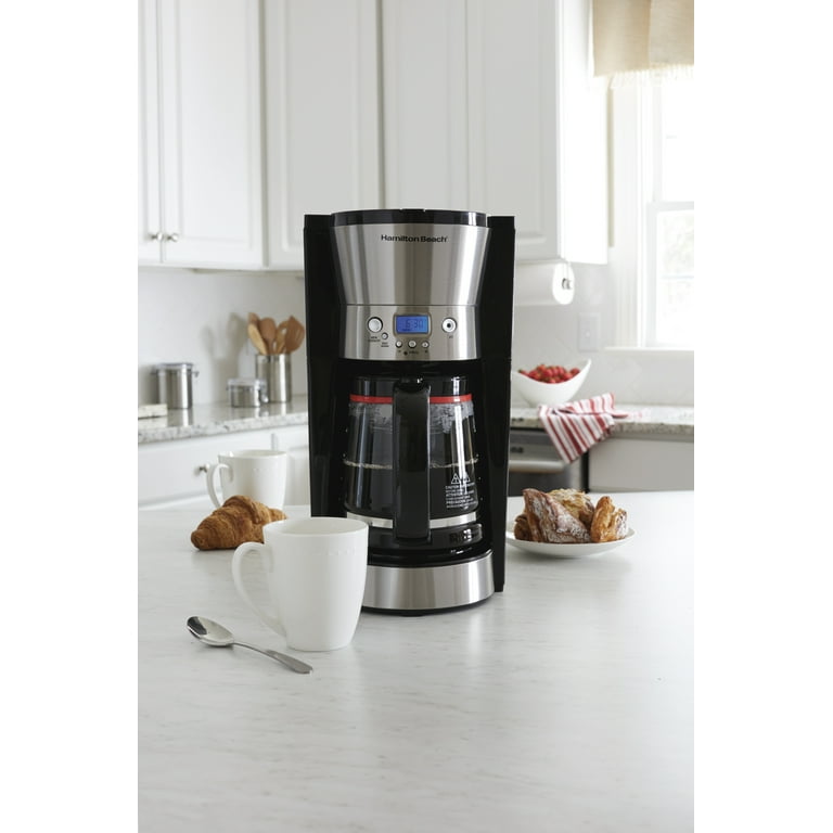 Hamilton Beach 12 Cup Programmable Coffee Maker with Cone Filter, Black  & Stainless - 46895