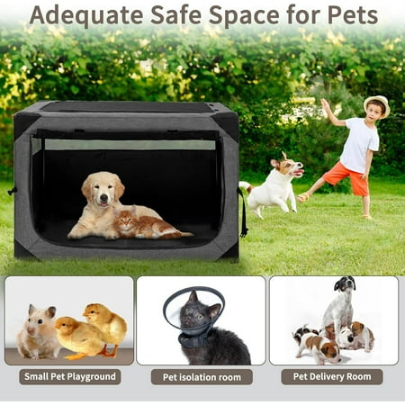 30 Inch Collapsible Soft Dog Crate with 3 , Anti-Chew Mesh Window for Medium Dogs, Portable Travel Cage