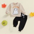 thumbnail image 2 of NOLDARES Toddler Baby Boy Fall Clothes Embroidery outfit Long Sleeve Top Jogger Pant Set(T246-Beige), 2 of 4