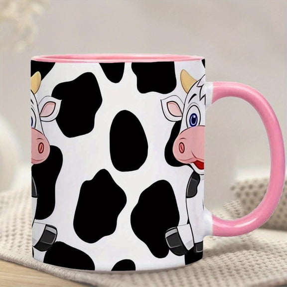 Heartfelt Ceramic Coffee Mug 11oz Ceramic Coffee Mug 1pc Cartoon Cows with Black Spots Microwave Dishwasher Wedding Tea Set Easter Mother s Day