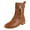 Brown, variant on Boots With Side Zipper for Women Fashion Casual Lace Up Leather Low Heels Ankle Booties Vintage Chunky Heeled Mid Calf Short Boots