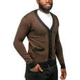 thumbnail image 4 of X RAY JEANS Mens Herringbone Cardigan Sweater, Sienna/Black, XL, 4 of 6