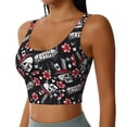 thumbnail image 2 of Fotbe Vintage Skull Casino Pattern Womens' Sports Bra Longline Wirefree Padded with Medium Support Sports Moisture-Wicking Workou Vest,Tank Top-XX-Large, 2 of 7