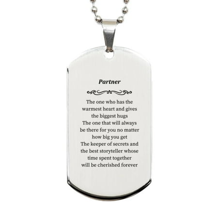 Partner Silver Dog Tag - The Warmest Heart and Cherished Memories Engraved for Holidays, Graduation, and Veterans Day