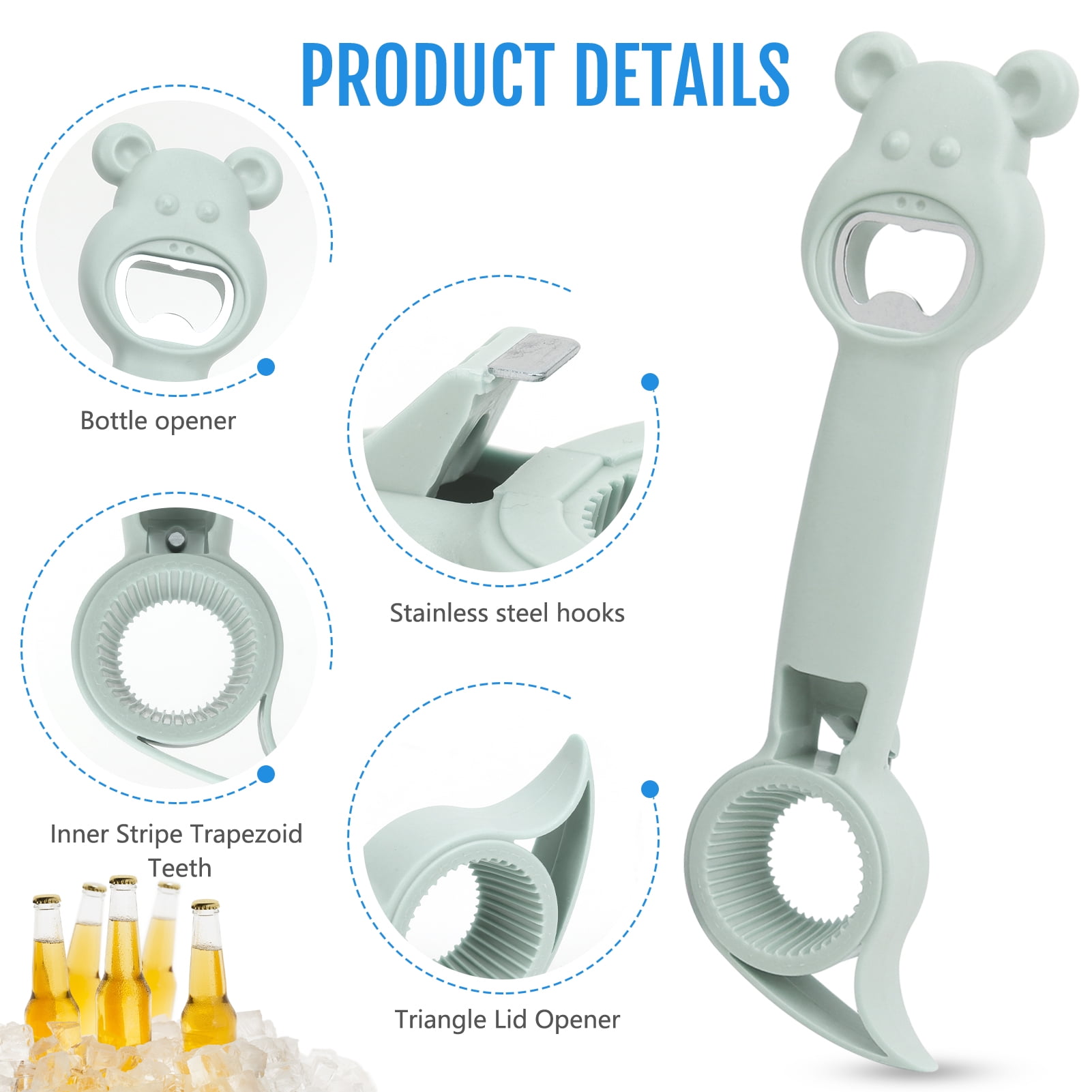 Clearance! Creative Cute Bottle Opener, All in One Bottle Opener Can, Soda,  and Jar Bottle Openers Multi-Purpose Beverage Beer Four-In-One Can Opener 