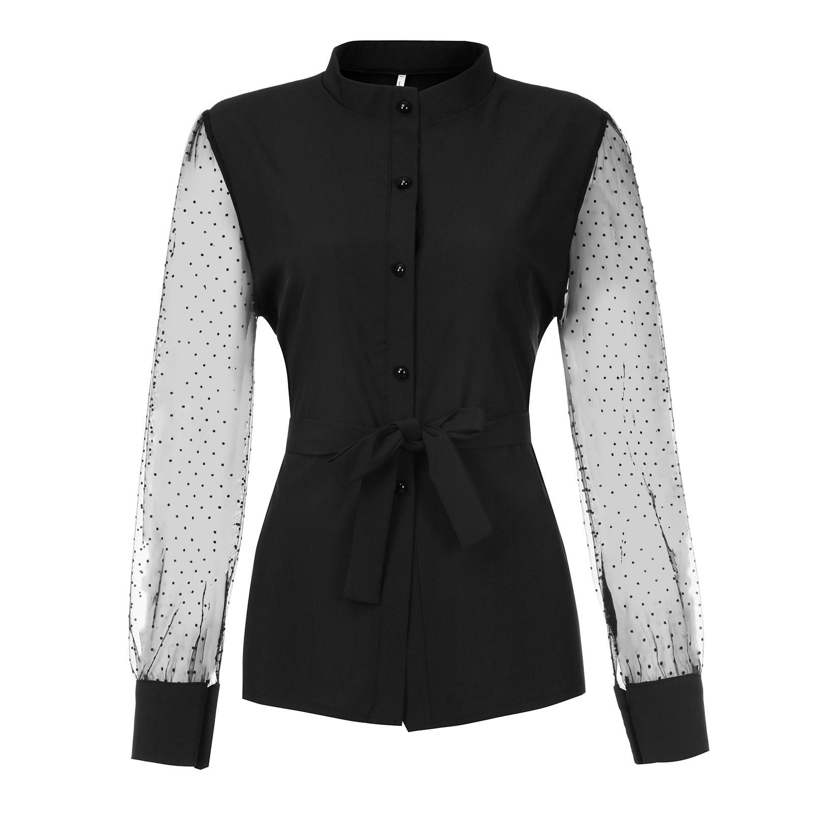 トップス Y's HIGHT-NECKED COLLAR BLOUSE 2021-22AW V Neck Blouses for Women Dressy Casual Lace 3/4 Sleeve