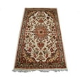 thumbnail image 1 of Rectangle Area Rug Ivory Medallion Flowers Hand Knotted Wool Silk Carpet (5 x 3)', 1 of 8
