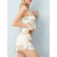 thumbnail image 3 of ZAXARRA Ensemble Pyjama 2 Pièces Femme Tops Copi + Shorts en Soie à Imprimé Floral Doux, 3 of 9