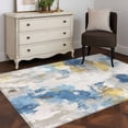 thumbnail image 3 of Rectangle Rug 4x6ft Area Rug,Retro Abstract Artwork Area Rugs for Living Room Bedroom,Blue Yellow Gray Art Pattern Floor Mat Non-Slip Non-Shedding Carpet Indoor Accent Rugs, 3 of 9