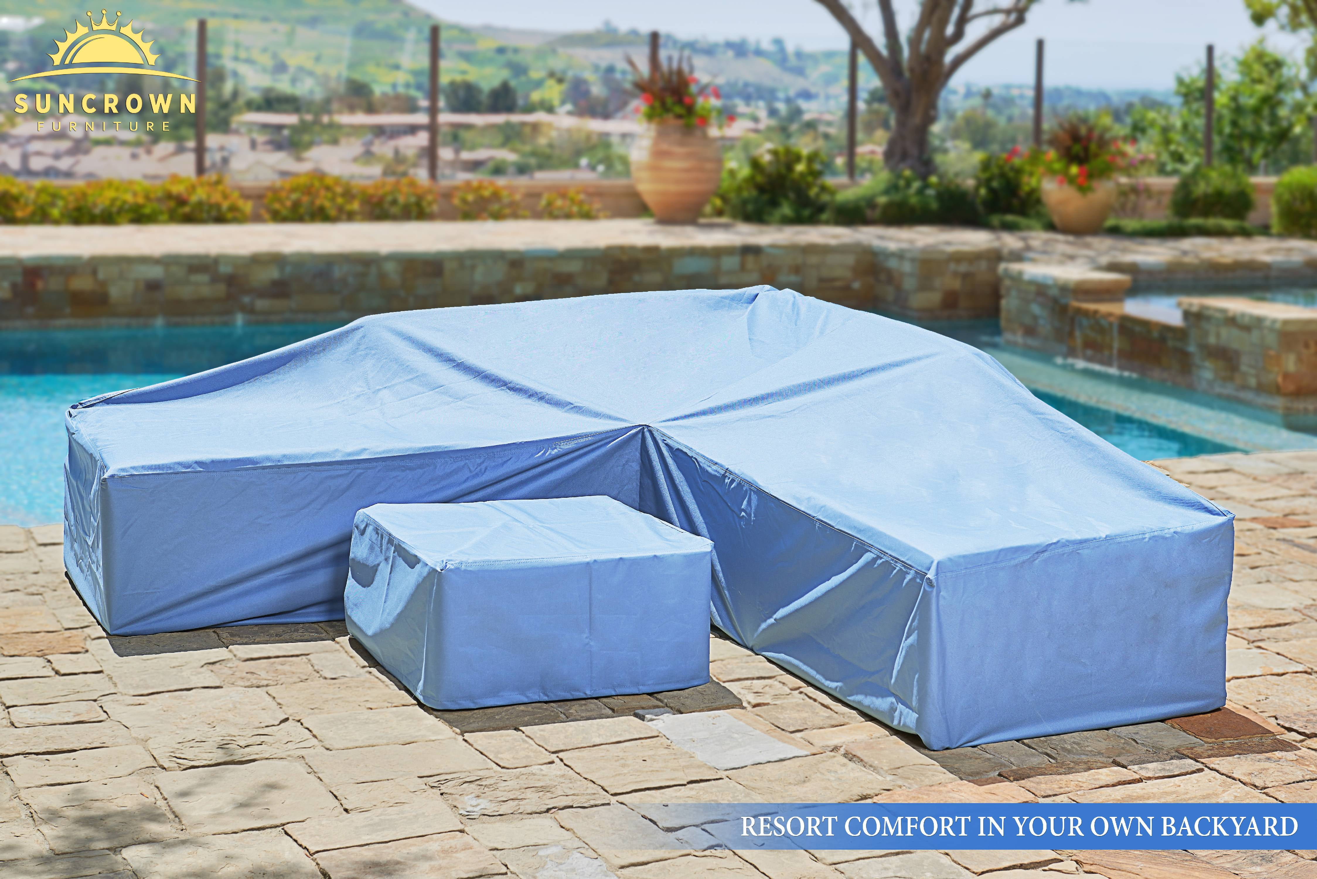 Suncrown Outdoor Furniture Sectional Sofa Set 6 Piece All Suncrown Outdoor Furniture Sectional Sofa Set 6 Piece All Weather Brown Wicker With Washable Seat Cushions Modern Glass Coffee Table Patio