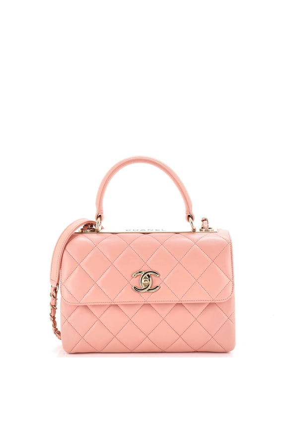 Pre-Owned Trendy CC Top Handle Bag Quilted Lambskin Small By Rebag