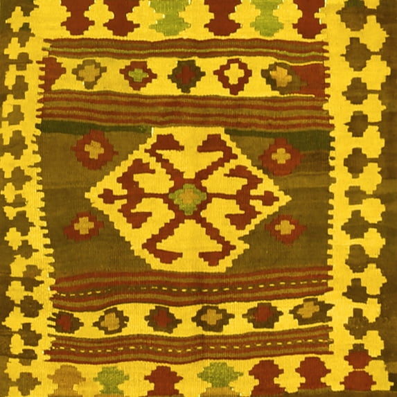 Ahgly Company Indoor Square Southwestern Yellow Country Area Rugs, 8' Square