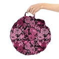 thumbnail image 2 of Romantic Round Floor Cushion with Handle, Feminine Pattern of Wild Peony Flowers Summer Season Botany Art, Decorative Pillow for Living Room & Dorms, 18" Round, Dark Magenta and Pink, by Ambesonne, 2 of 4