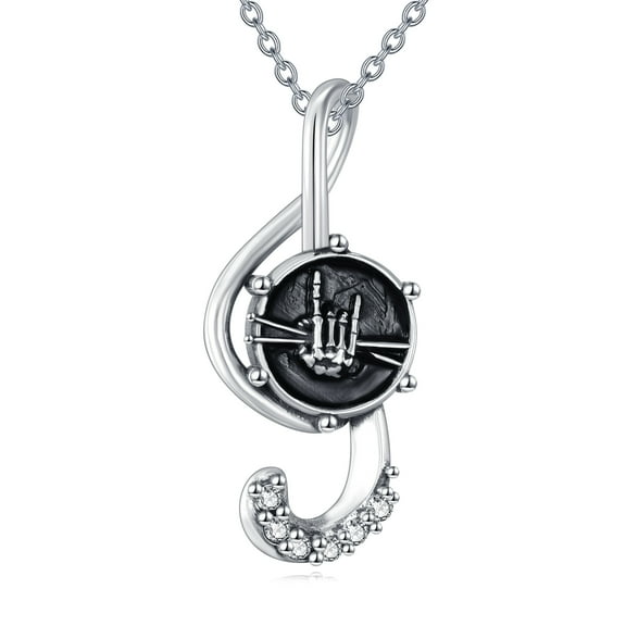 Sterling Silver Music Note Rock Drum Sticks Pendant Necklace Music Lovers Drummer Gift Jewelry for Women Her