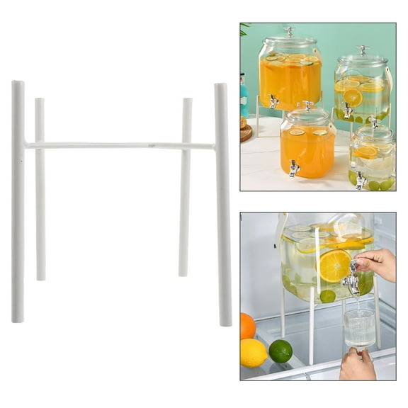 ELAYARD White Drink Dispenser Stand for Home with Stable Iron Frame and Versatile Container Fit