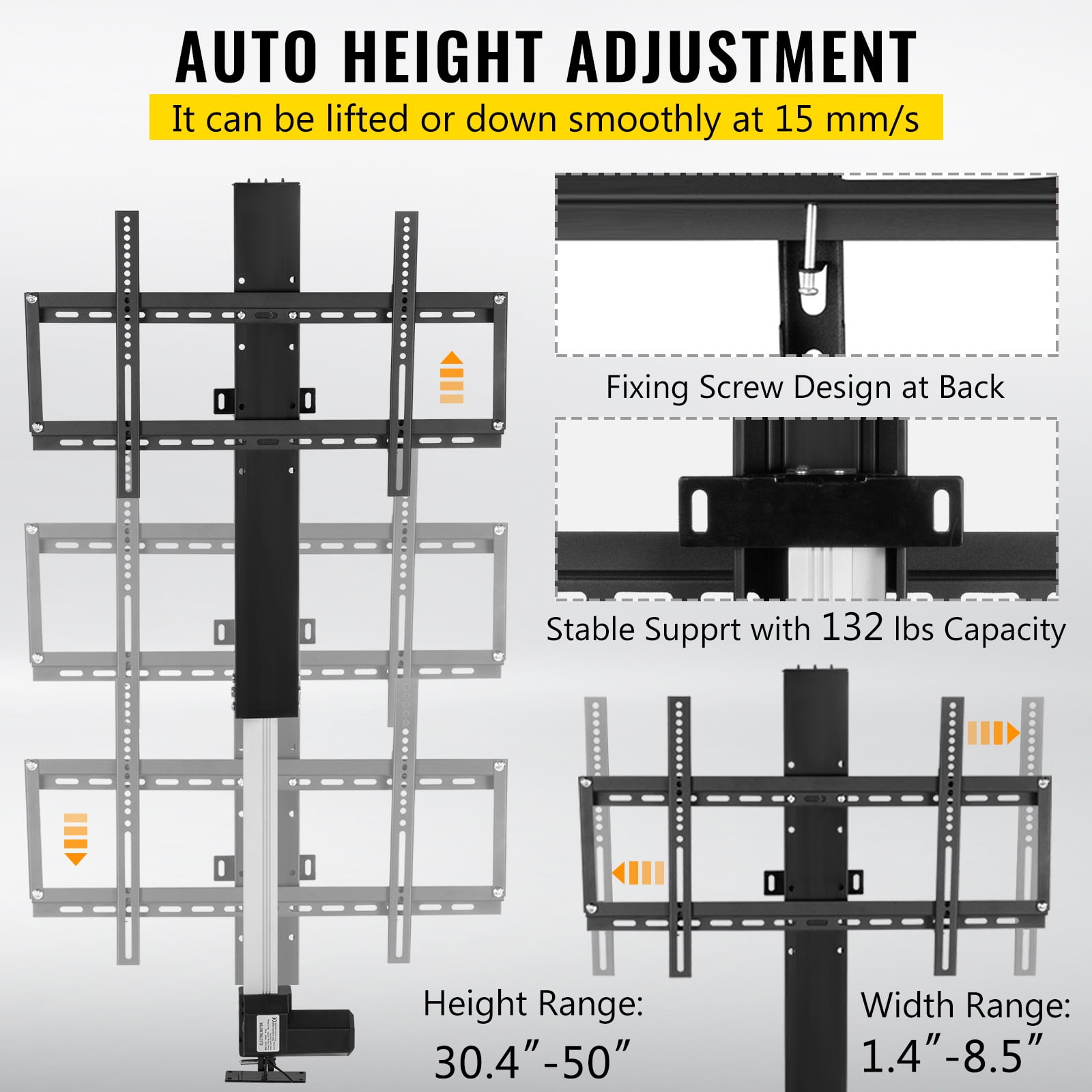 KFFKFF Motorized Television Lift, 20" Movement for 28-32" Televisions. Operated by Remote, Modifiable Elevation 30-50", Can Bear up to 132 lbs