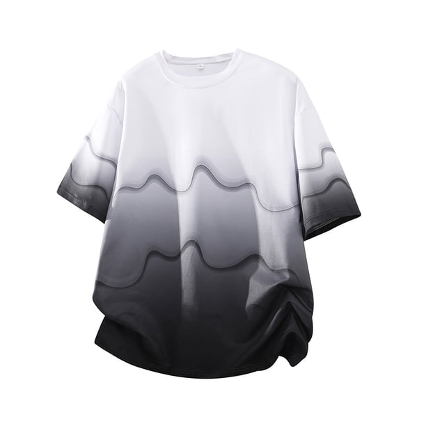 Tops para hombre, blusas y camisas de cuello redondo y manga corta para hombre, top de cuello redondo para hombre, top informal de moda con degradado de color, top/camiseta de cuello redondo y manga c