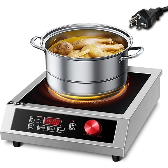 3500W 220V~240V Commercial Induction Cooktop, Powerful Electric Induction Burner, Countertop Electric Stove with Digital Sensor, Touch/Knob Control