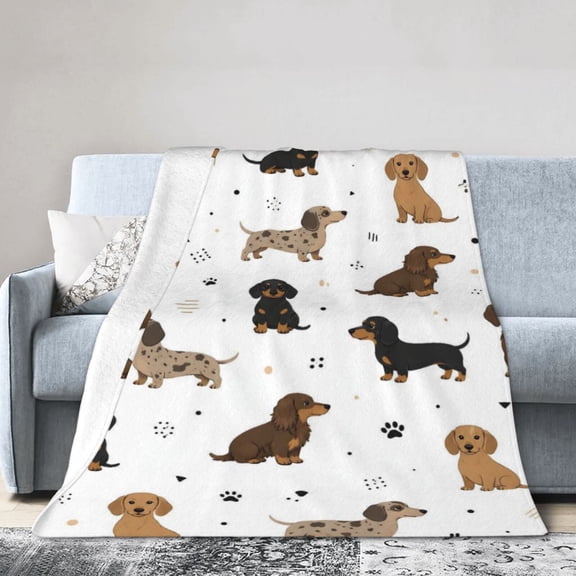 Dachshund Dog Blanket Gift Throw Blanket Gift for Dog Lovers Cute Puppy Paw Print Home Decor 50x40