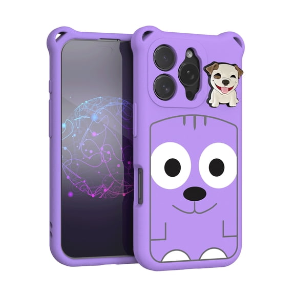For iPhone 16 Pro Max Case,Ultra Slim Designing,Lightweight,Cute Puppy Cartoon Print,Shockproof Anti-Fall Protective Thin Fit Rugged Phone Case Cover For iPhone 16 Pro Max,Purple