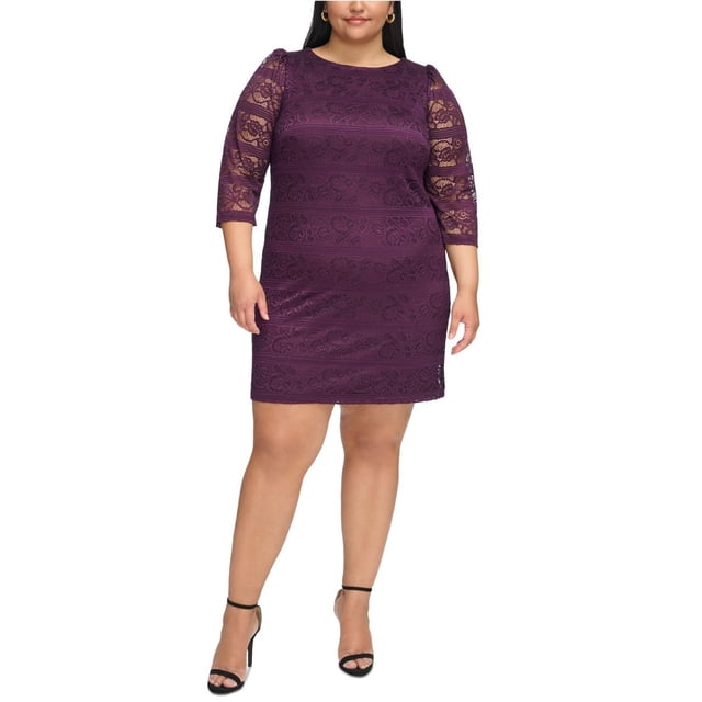 Jessica Howard Robe Mini en Dentelle pour Femmes, Violet, Grande Taille, 22W