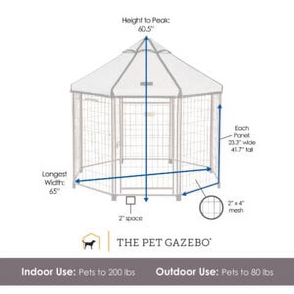 Pet Gazebo Indoor Outdoor Dog Kennel Play Pen with Waterproof Market-Top Cover, Beach Sand, 5-ft