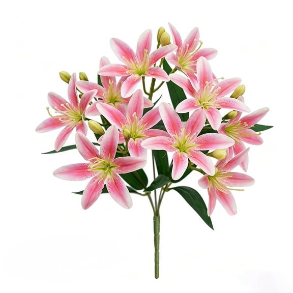 POLISE Spaces Artificial Blue Lily Bouquet 13.8 Inch Fake Flower Arrangement for Dining Table Living Room Bedroom Or Office Decor