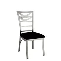 Relax Comfort Ladder Back Design 2pc Dining Chairs Black Microfiber Seat Powder Coating Metal Side Chair