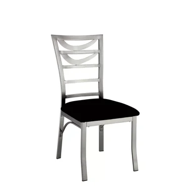 Relax Comfort Ladder Back Design 2pc Dining Chairs Black Microfiber Seat Powder Coating Metal Side Chair