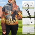 thumbnail image 3 of Chaqlin Sun Running Horse Print Youth Zip Up Sweatshirt with Pocket Quarter Zip Up Design Lightweight Athletic Wear Soft Casual Pullover Top Size 13-14, 3 of 7