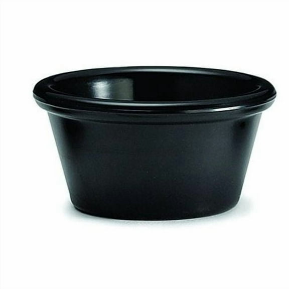 Winco Melamine Round Plain Smooth Unbreakable Ramekin Black, 2 oz. | 1 Dozen