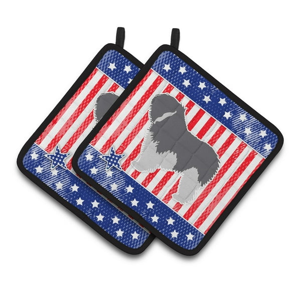 Carolines Treasures BB3332PTHD Patriotic Polish Lowland Sheepdog Dog Pair of Pot Holders , 7.5HX7.5W, multicolor