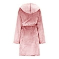 thumbnail image 6 of Women's Plush Fleece Hooded Knee Length Robe Set, Soft Bathrobe with Pockets and Sleep Mask, Cozy Loungewear, Warm Spa Robe with Adjustable Belt, Matching Eye Mask Included Pink XL, 6 of 7