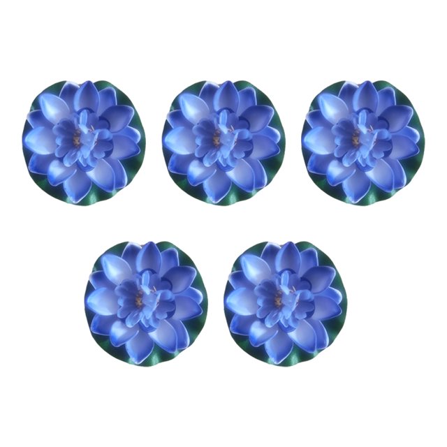 Moyic Flor de loto Artificial elegante de 5 piezas para decoración interior/exterior bajo mantenimiento ecológico Decoración azul