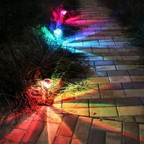 Imountek 4-Pack Solar Pathway Lights, Diamond Shape 7-Color Changing, IP65 Waterproof Outdoor Garden Stake Lights for Yard Patio Walkway