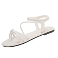 thumbnail image 2 of Women's Fashionable Versatile Breathable Flat Sandals-Solid Color Round Toe Open Toe Soft Sole White 41, 2 of 6
