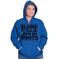 thumbnail image 3 of Blame It On My Roots Country Music Unisex Fleece Graphic Zip Up Hoodie Brisco Brands 3X, 3 of 5