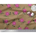 thumbnail image 2 of Soimoi Tissu Poly Georgette Feuilles & Fleurs Roses Tissu Imprimé Floral 1 Yard 52 Pouces de Large, 2 of 3