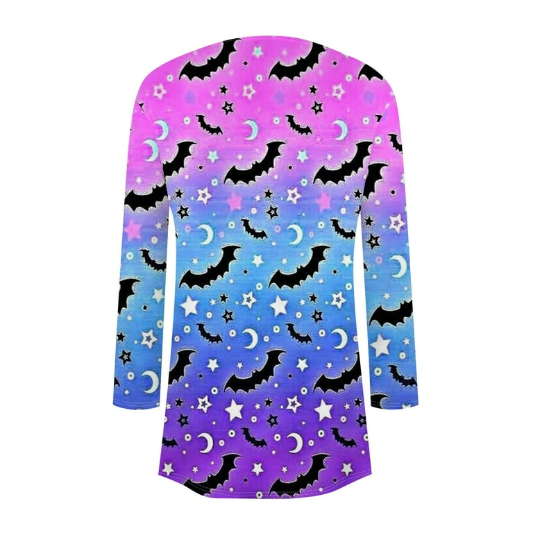 New Arrival WEANT Womens Ugly Halloween Sweater Plus Size Women S Casual Bat Print Lightweight Mid Length Long Sleeve Cardigans Dark Purple 2XL Walmart