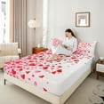 thumbnail image 4 of Castle Fairy Romantic Stripes Love Heart Twin Sheet Sets 3pcs for Kids Teens Adults,Valentine's Day Festival Twin Fitted Sheet Microfiber,Red White Breathable Flat Sheet,Lightweight Room Decor, 4 of 7