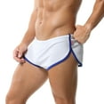 thumbnail image 2 of Men's Athletic Short Split Side Booty Short Bottoms for Running Gym Workout with Pouch(L,White), 2 of 3